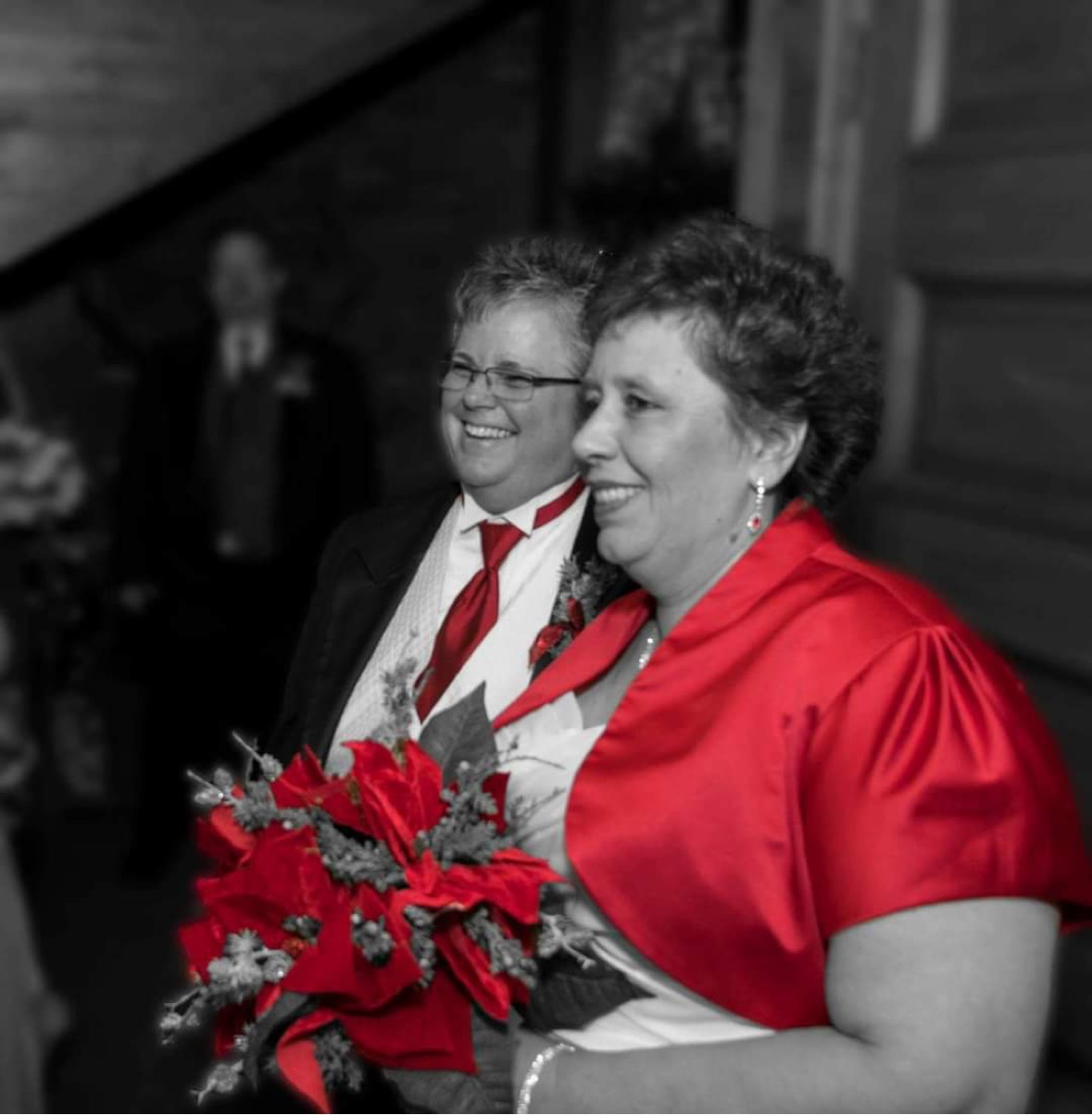 Anne Conrad and her wife Kathy at their legal wedding at Christmas 2015